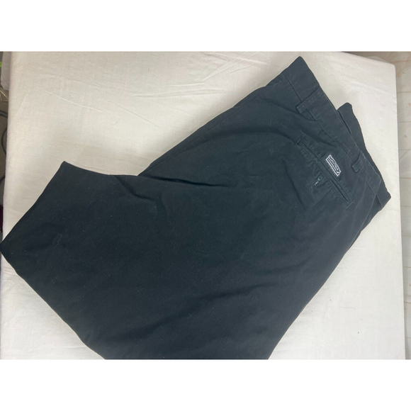 Men’s Nautica Pleated-Front Cotton Straight Pants Size 48x32 Black Chino EUC - Picture 2 of 3